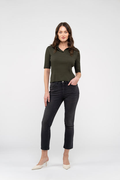 Nerium Cropped Denim Stretch Charcoal