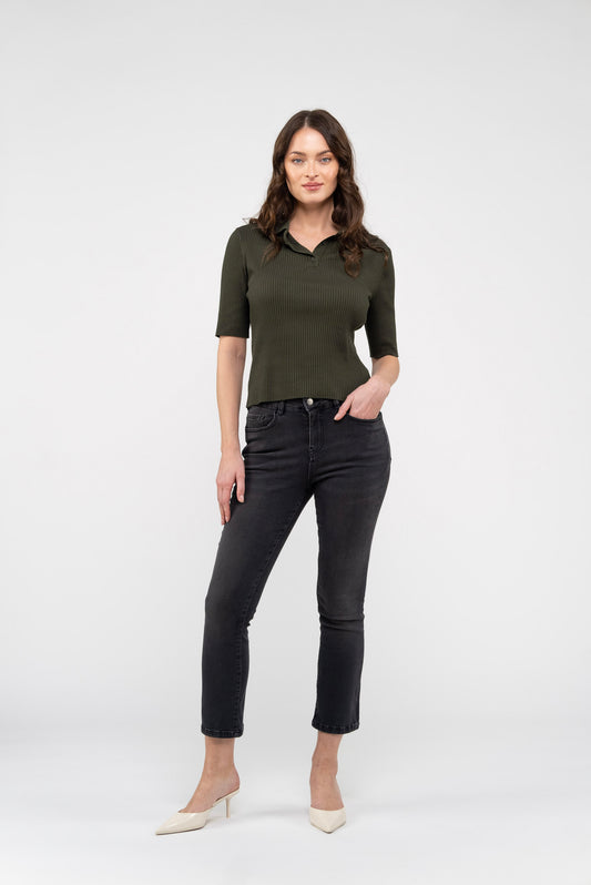 Nerium Cropped Denim Stretch Charcoal